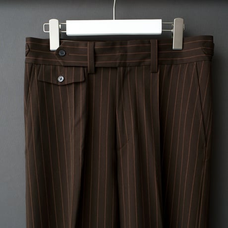STRIPE FLARE SLACKS【BROWN】