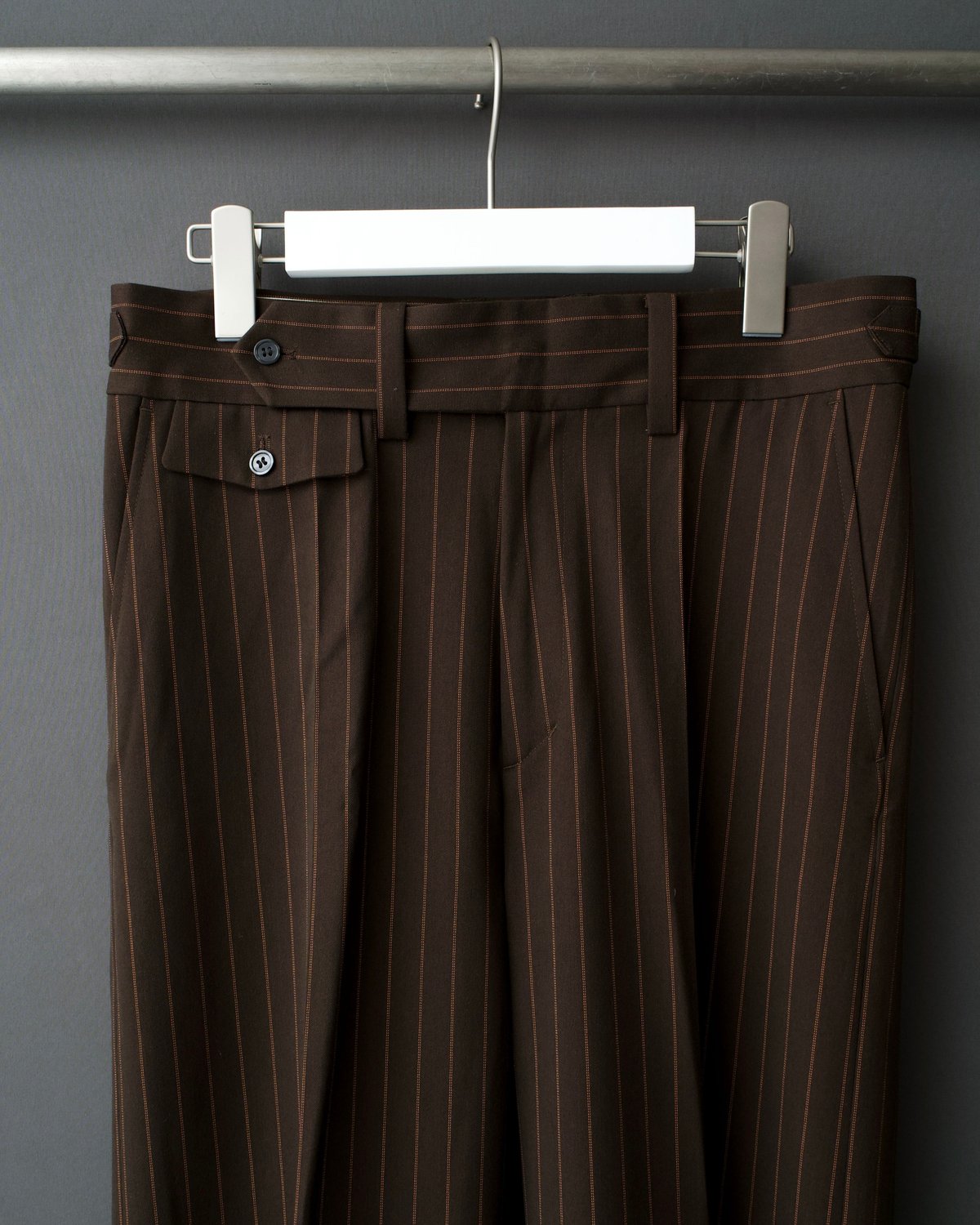 STRIPE FLARE SLACKS【BROWN】 | SHIKITARI