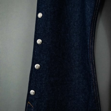Side snap bell-bottom denim【Indigo】