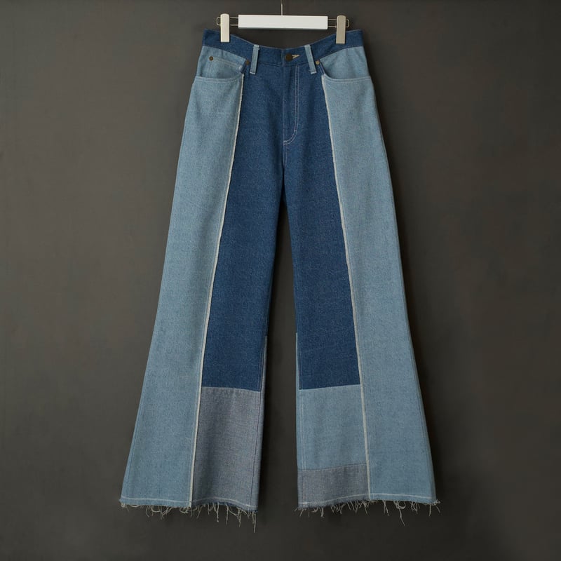 mnml パッチワーク　フレア　34 PATCHWORK FLARE DENIM 【BLUE】 | SHIKITARI