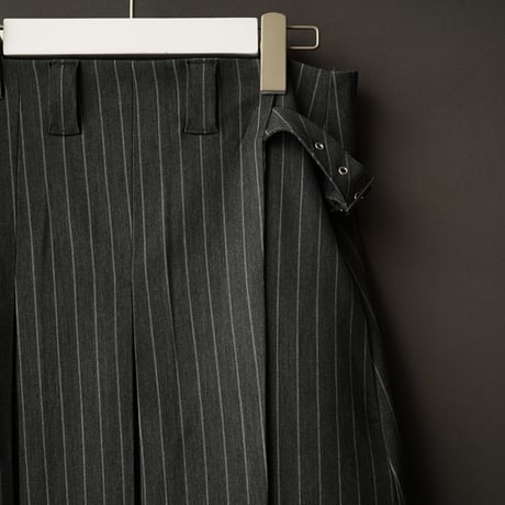 STRIPE WRAP SKIRT "Short"【GRAY】