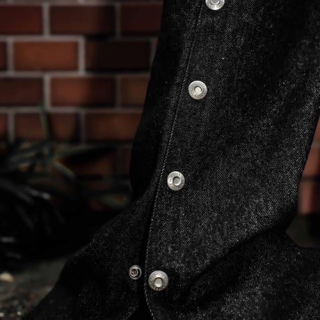Side snap bell-bottom denim【Black】