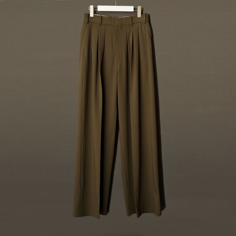MIX TUCK DESIGN WIDE SLACKS【KAHKI】 | SHIKITARI MIX TUCK DESIGN WIDE SLACKS【KAHKI】 | SHIKITARI