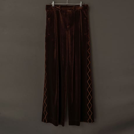 EMBROIDERY VELOUR WIDE PANTS【BROWN】