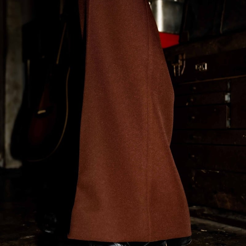 PINTUCK MEGA FLARE SLACKS 【BROWN】 | SHIKITARI