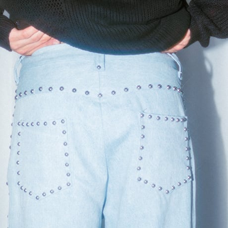 STUDDED DENIM PANTS【BLUE】