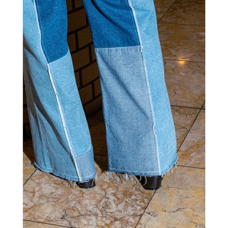 PATCHWORK FLARE DENIM 【BLUE】
