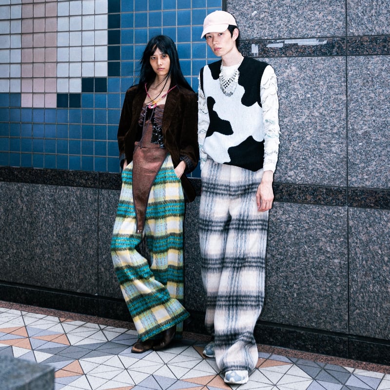 SHAGGY CHECK PANTS【BLUE】 | SHIKITARI