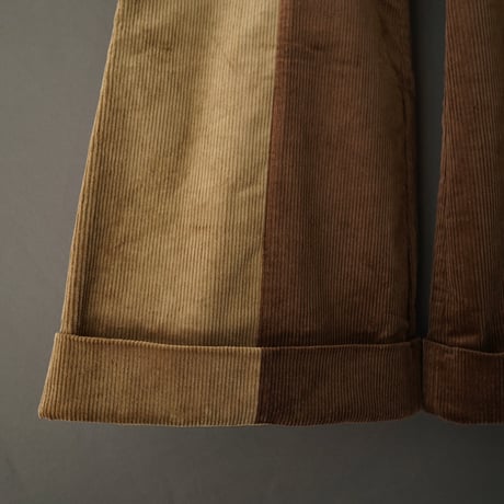 WIDE FLARE CORDUROY PANTS【BROWN×BEIGE】