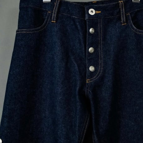 Side snap bell-bottom denim【Indigo】
