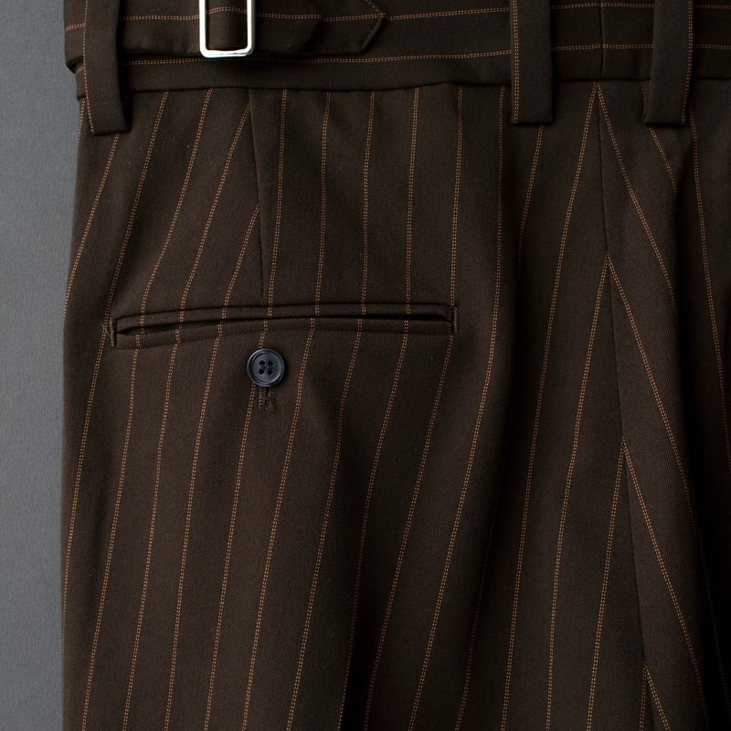 STRIPE FLARE SLACKS【BROWN】 | SHIKITARI