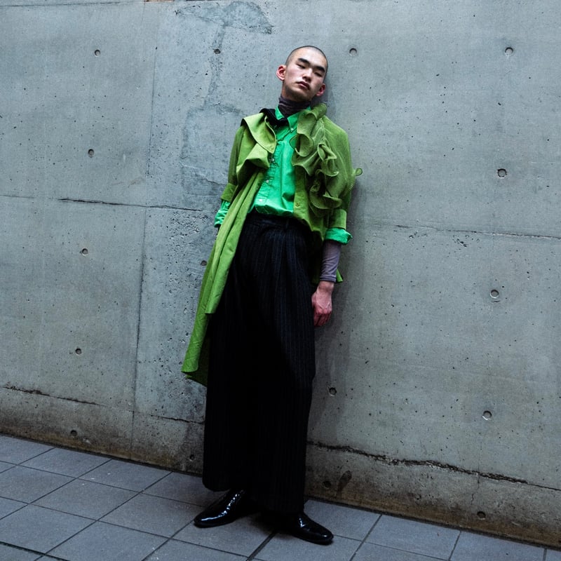 MIX TUCK DESIGN WIDE STRIPE SLACKS【BLACK】 | SHI