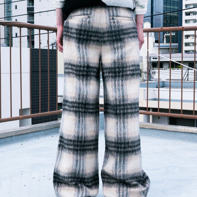 SHAGGY CHECK PANTS【BLACK】 | SHIKITARI