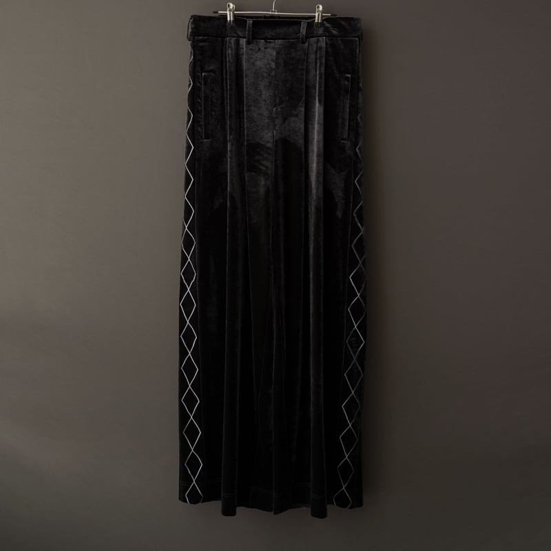 EMBROIDERY VELOUR WIDE PANTS【GRAY】 | SHIKITARI