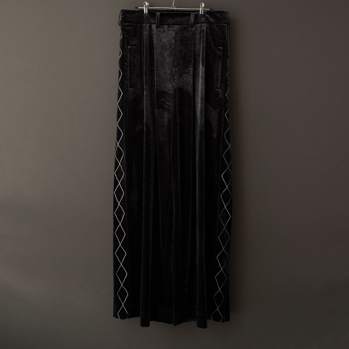 EMBROIDERY VELOUR WIDE PANTS【GRAY】 | SHIKITARI EMBROIDERY VELOUR WIDE PANTS【GRAY】 | SHIKITARI