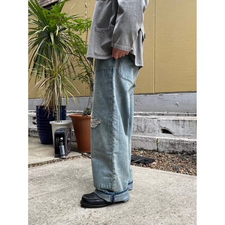 FADED WIDE DENIM PANTS