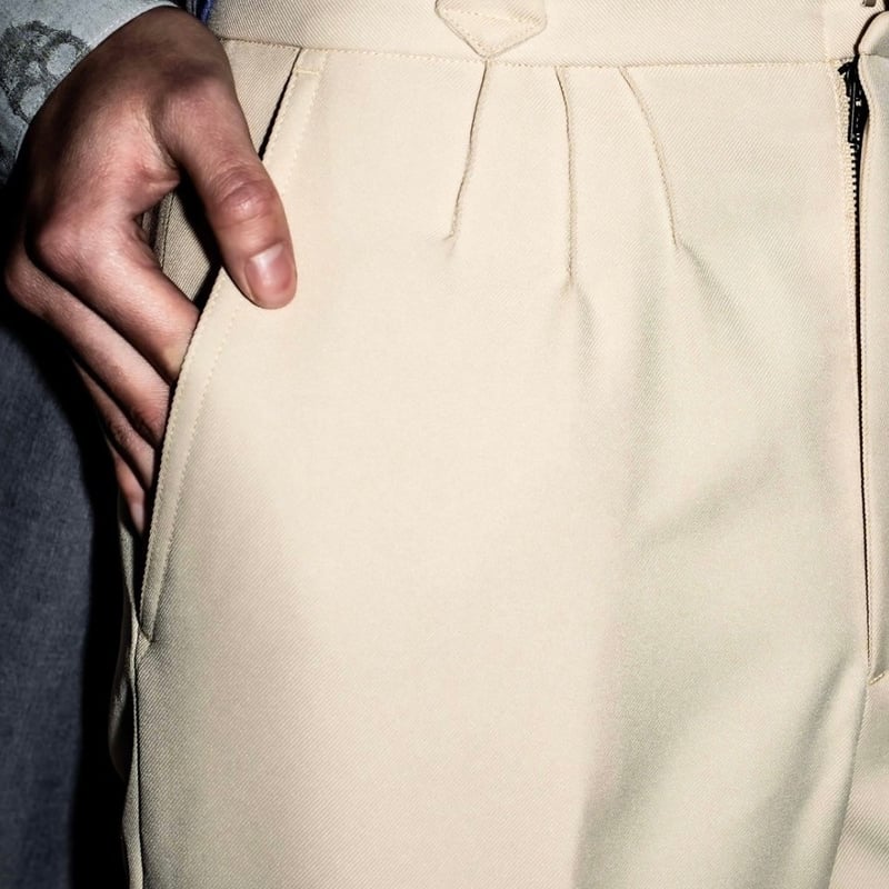 PINTUCK MEGA FLARE SLACKS 【BEIGE】 | SHIKITARI PINTUCK MEGA FLARE SLACKS 【BEIGE】 | SHIKITARI