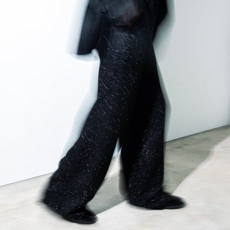 SPARKLE LAME TWEED PANTS【BLACK】