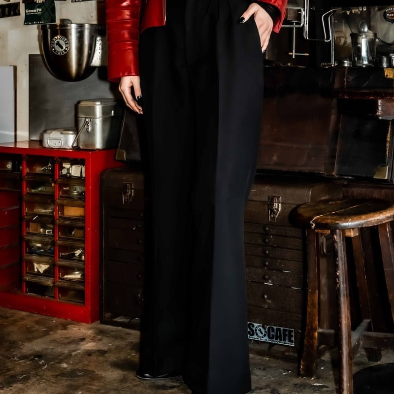 PINTUCK MEGA FLARE SLACKS 【BLACK】 | SHIKITARI PINTUCK MEGA FLARE SLACKS 【BLACK】 | SHIKITARI