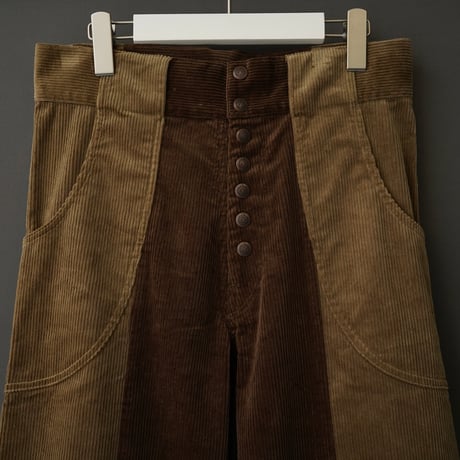 WIDE FLARE CORDUROY PANTS【BROWN×BEIGE】