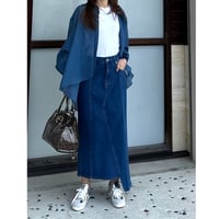 QTUMEバックギャザーヴィンテージシアーデニムシャツ