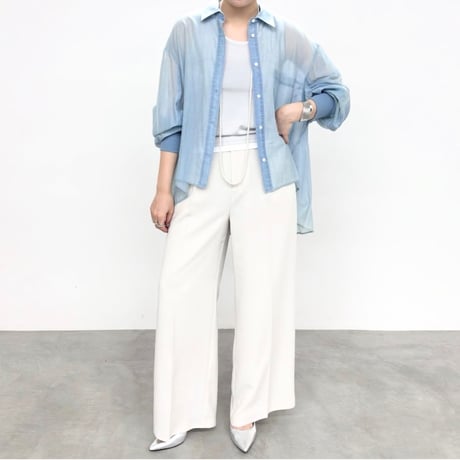 QTUMEバックギャザーヴィンテージシアーデニムシャツ
