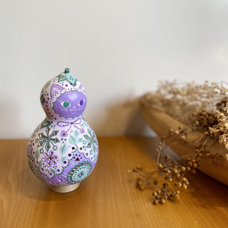 ひょうたんランプ　猫とお花 ひょうたんランプ 猫とお花 ひょうたんランプ ☆ お花と猫 スタンド