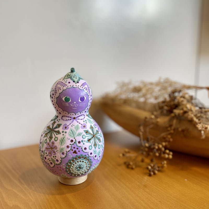 ひょうたん猫ランプ「ラベンダー」☆送料無料 | YORO GOURD FACTORY