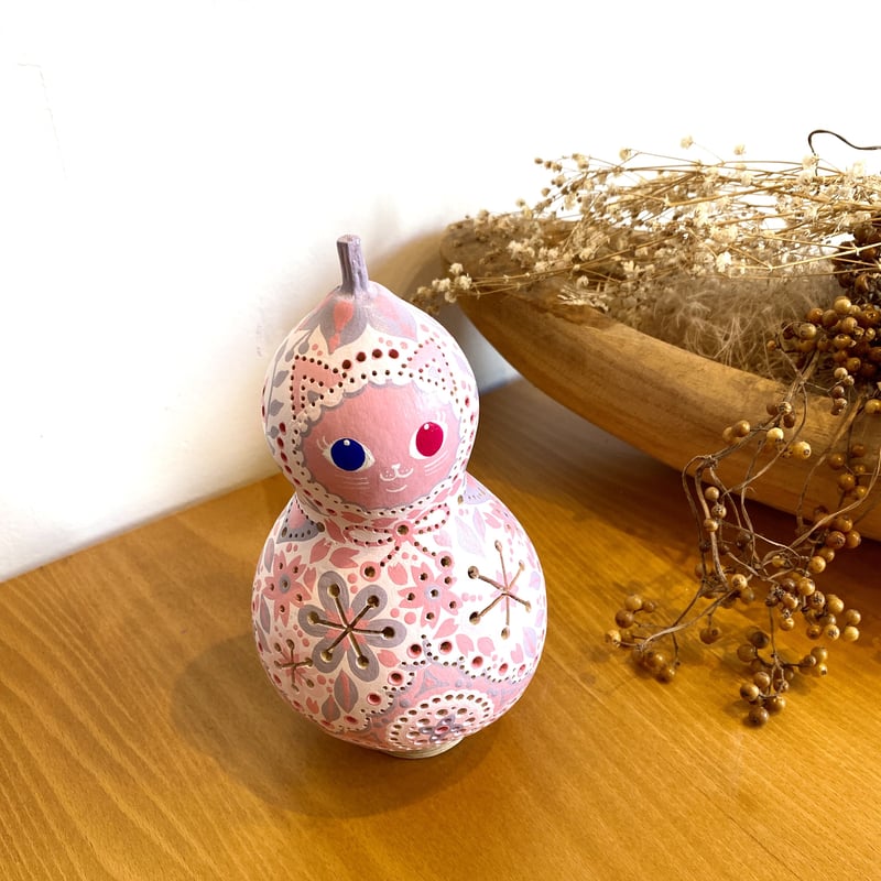 ひょうたん猫ランプ「春さくら」☆送料無料 | YORO GOURD FACTORY