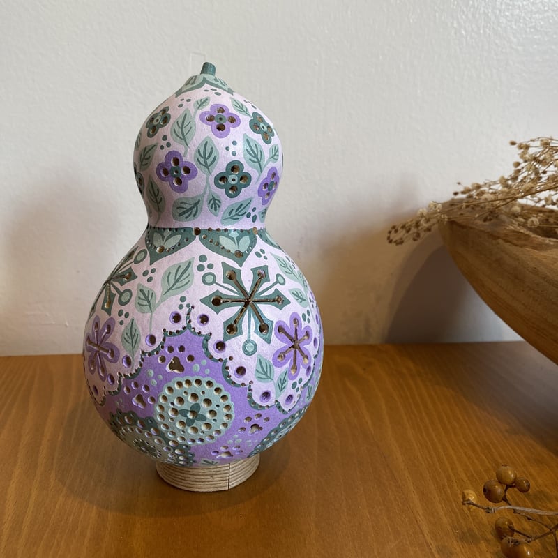 ひょうたん猫ランプ「ラベンダー」☆送料無料 | YORO GOURD FACTORY