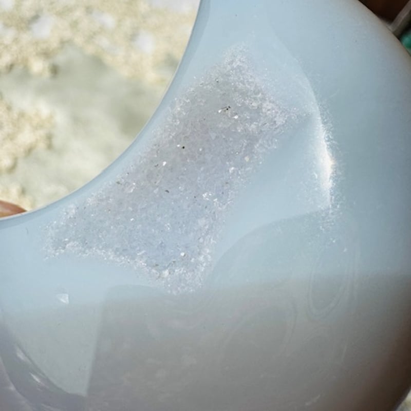 天然石 ピンクアゲート｜三日月オブジェ｜ジオード入り】