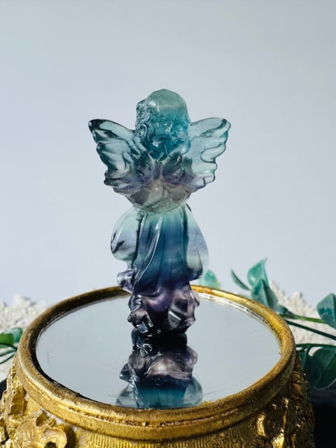 キャンディ フローライト 天使 （小）② エンジェル 置物 カービング