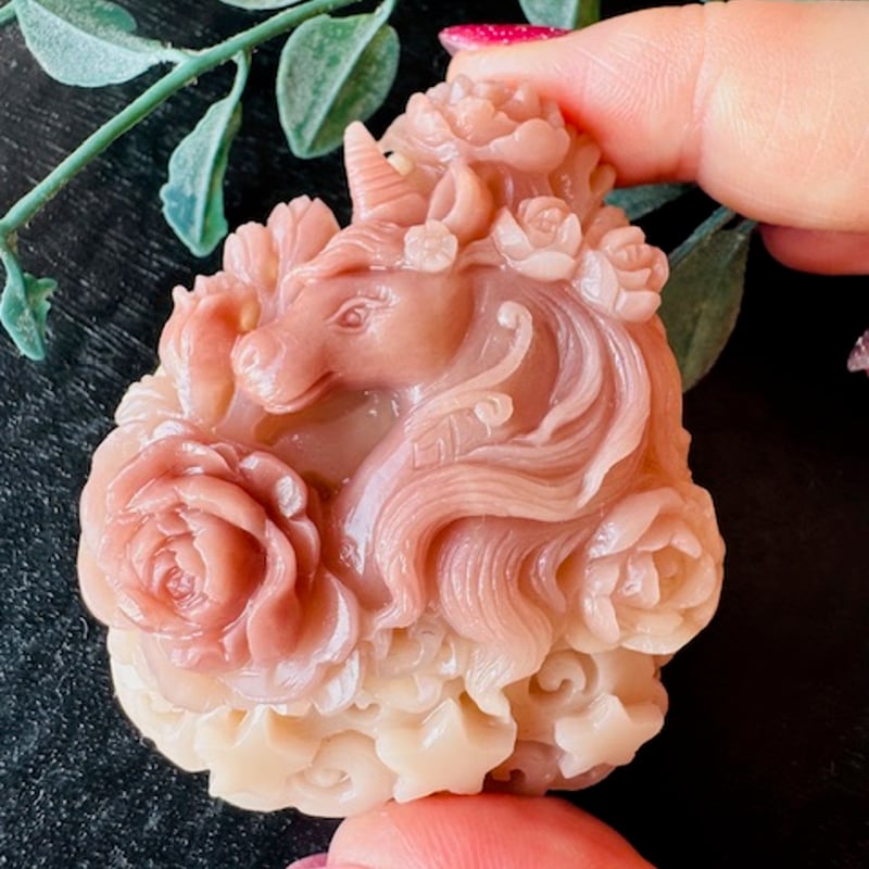 【珍品❣️】ピンクアゲート　瑪瑙　ユニコーン　ペガサス　天然石　置物 アラシャンのユニコーン | 天然石と雑貨のお店 Angel's voice