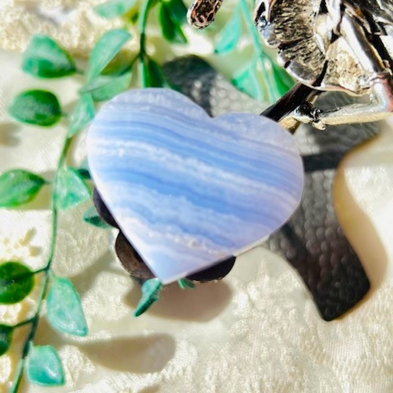 最終値下げブルーレースアゲートハート❤︎のピアスチャーム☆ 最終値下げブルーレースアゲートハート❤︎のピアスチャーム☆