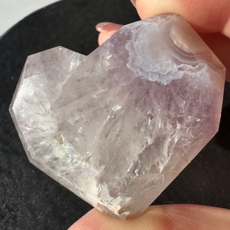 桜瑪瑙とアメジスト共生のハート | 天然石と雑貨のお店 Angel's voice