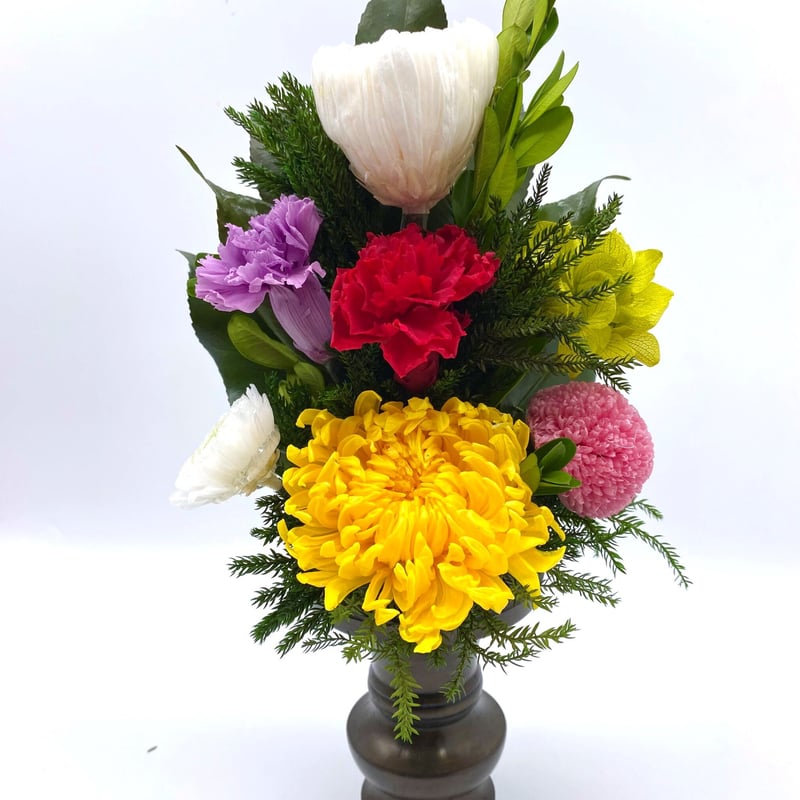 プリザーブドフラワー仏花 簡単差し替え花立て無し 輪菊