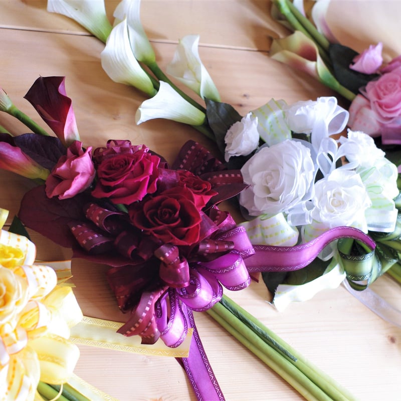 選べる4色 カラーリリー花束 プリザーブドフワラー（ホワイト