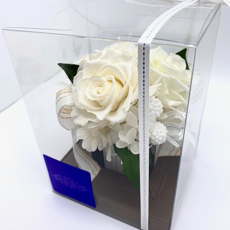 プリザーブドフラワー ボックス型アレンジ（ホワイト） | Chloris-flower