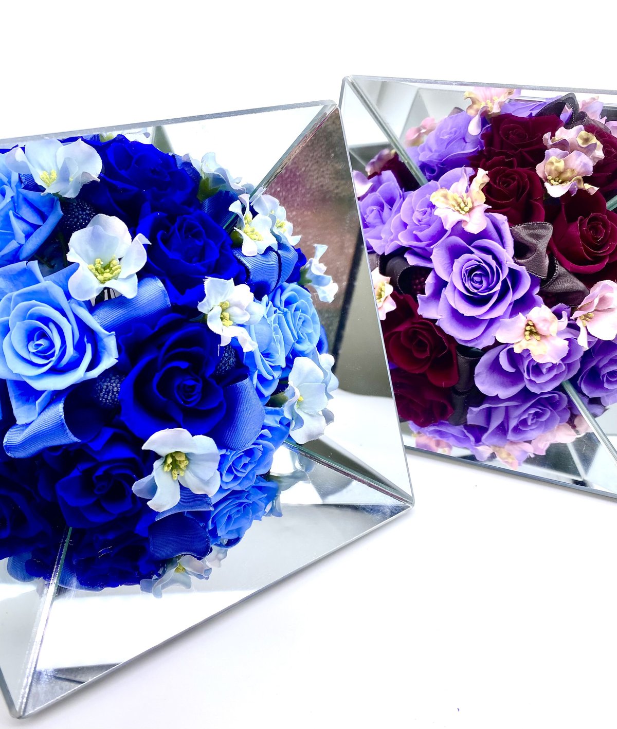 ◇新品◇ プリザーブドフラワー パープル系 薔薇 置き型