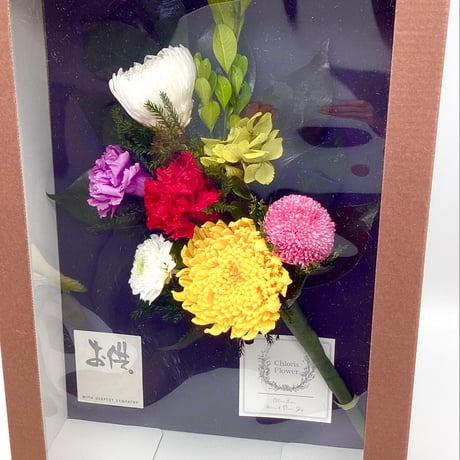 お供えプリザーブドフラワー仏花（簡単差し替え花立て無し）選べる仏花  輪菊黄色