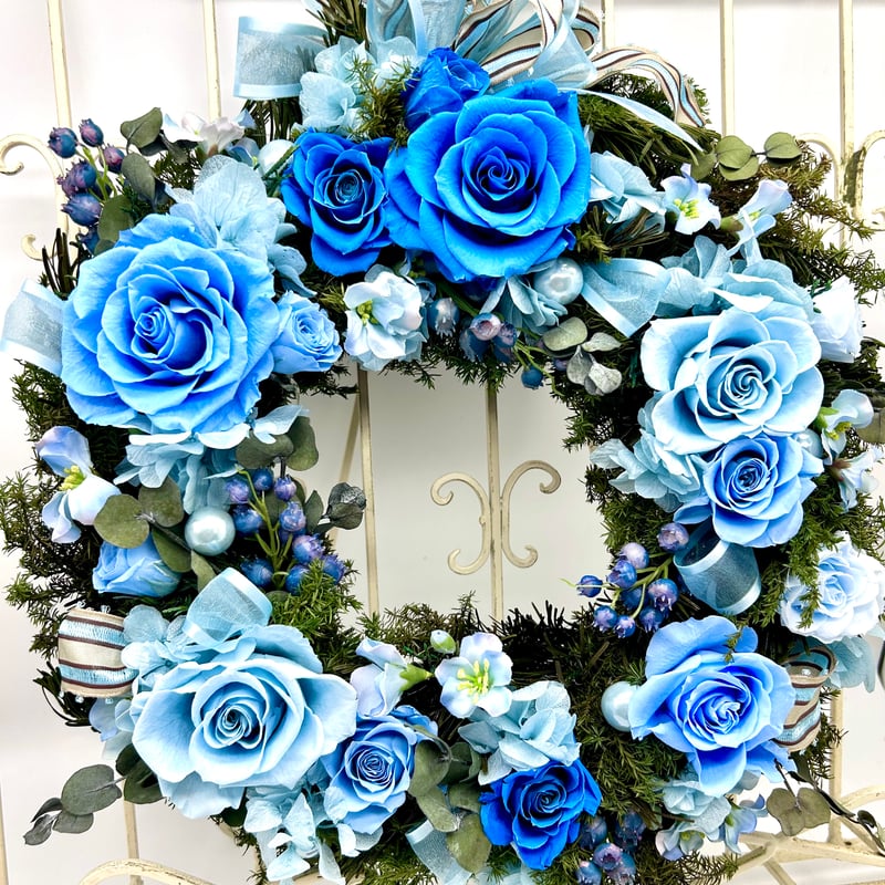 青い薔薇のハワイアンブルーリース ケース入り | Chloris-flower