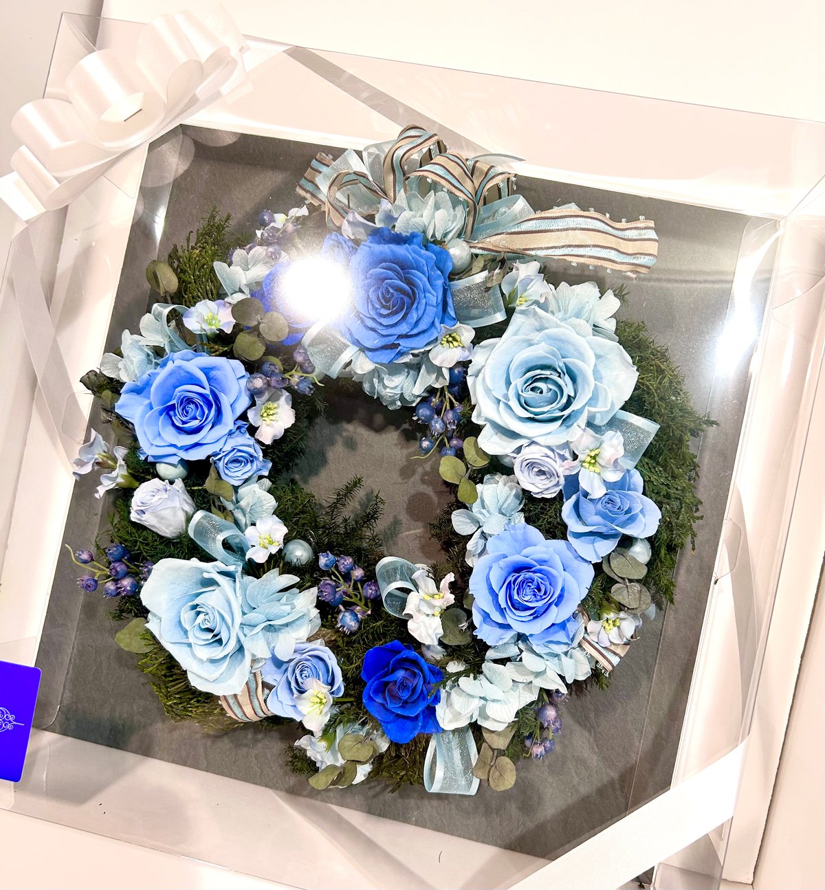 青い薔薇のハワイアンブルーリース ケース入り | Chloris-flower