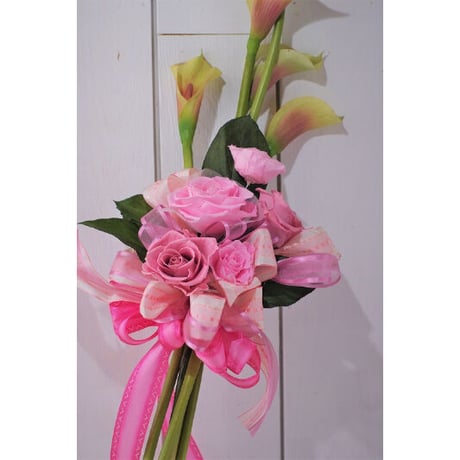選べる4色 カラーリリー花束 プリザーブドフワラー（ピンク）