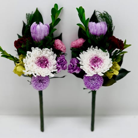 お供えプリザーブドフラワー仏花（簡単差し替え花立て無し）選べる仏花  輪菊黄色