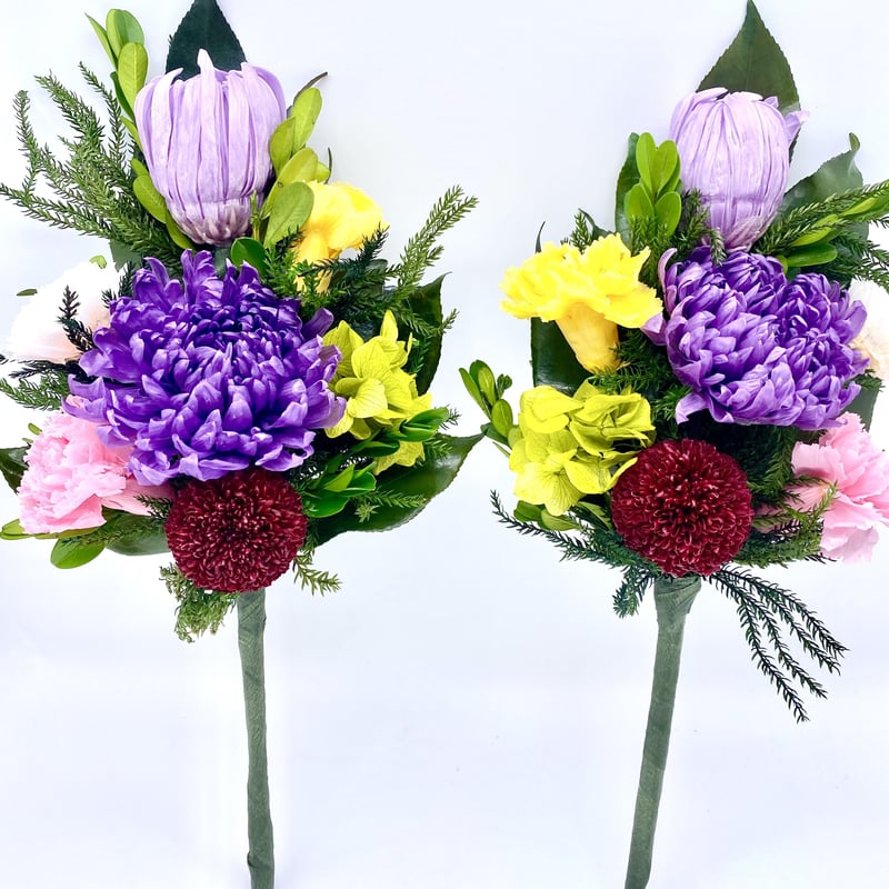 仏花　プリザーブドフラワー　ラベンダーとパープル　一対　花器なし 仏花　プリザーブドフラワー　ラベンダーとパープル　一対　花器なし