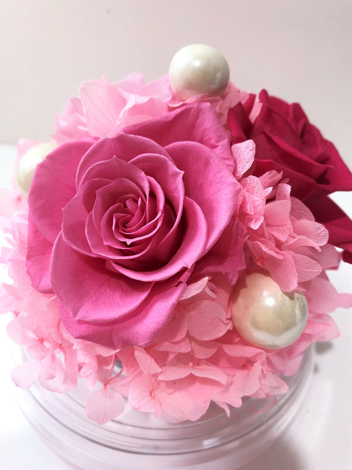 プリザーブドフラワードーム型アレンジ 中（ピンク） | Chloris-flower