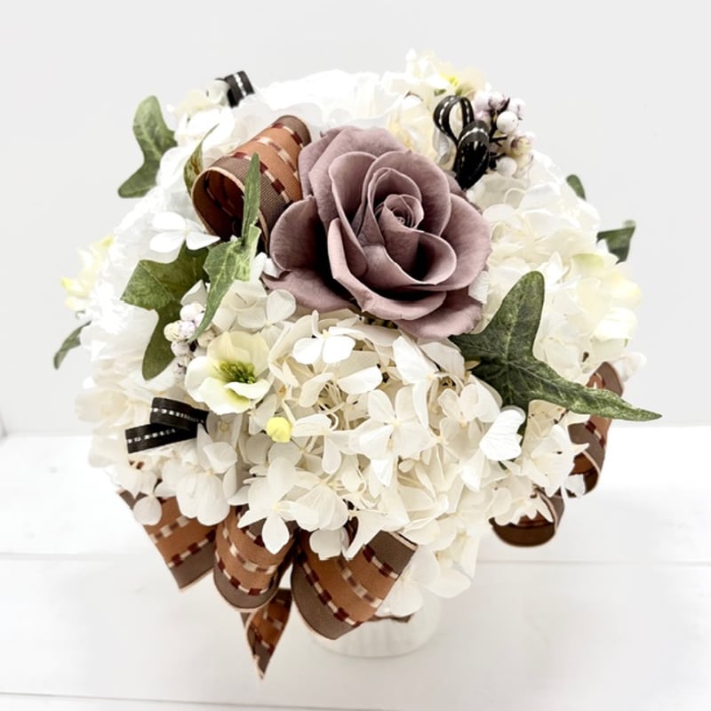 カントリー調 ボタニカル ボール型アレンジ プリザーブドフラワー