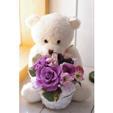 選べる6パターン 白クマのぬいぐるみ付きプリザーブドフラワー