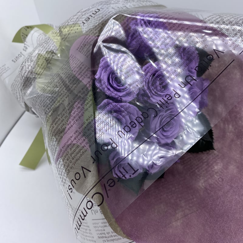 紫の薔薇12本 ローズ12本花束 プリザーブドフラワー 花束 ケース入り