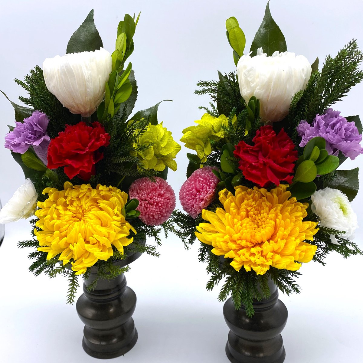 プリザーブドフラワー仏花　一対　輪菊薄紫　　(花器なし) プリザーブドフラワー仏花 一対 輪菊薄紫 (花器なし